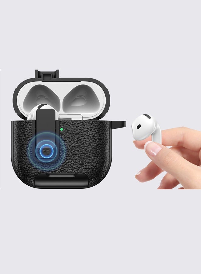Protective Case Cover for for AirPods Pro 2/Pro with Phone Stand, Full Body Drop Protection Cover Automatic Snap Switch Lock Design with Carabiner Keychain Headphone Cases for AirPods Pro 2/Pro with Cleaner Kit and Keychain  - Image 4