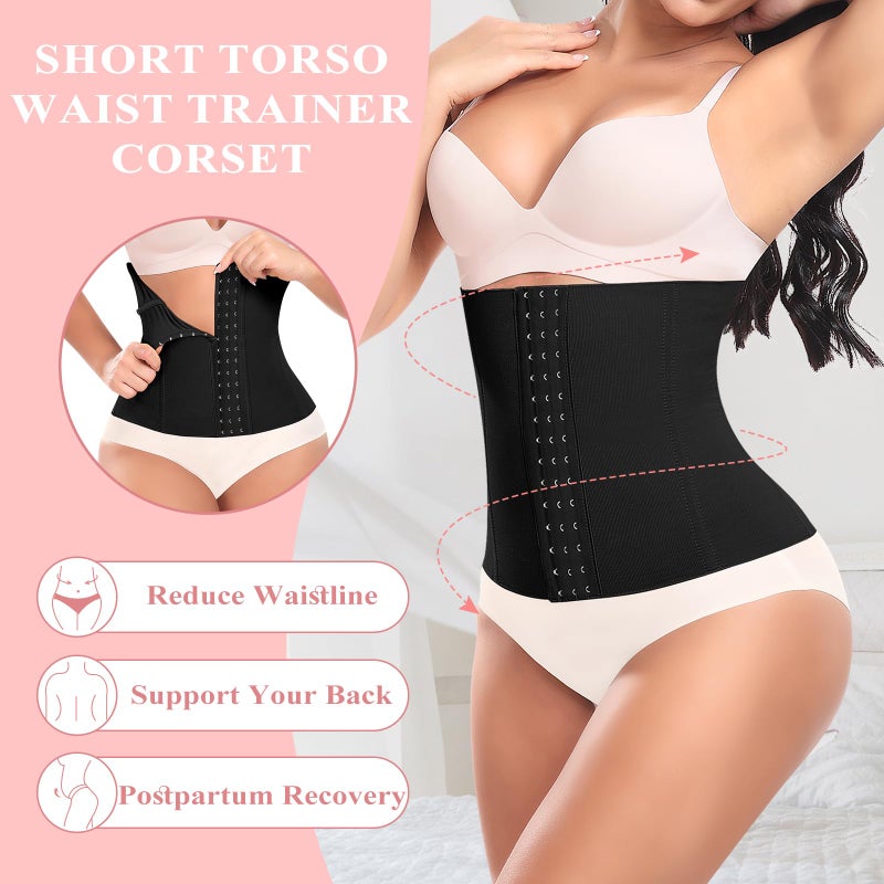 Werena Waist Trainer for Women Corset Shapewear Tummy Control Slimming Body Shaper Girdle Waist Cincher Belly Band(A# Black-5, Medium) - Image 3