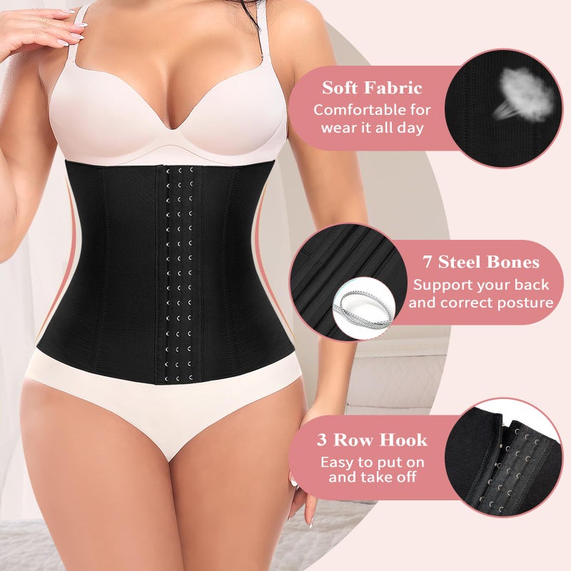 Werena Waist Trainer for Women Corset Shapewear Tummy Control Slimming Body Shaper Girdle Waist Cincher Belly Band(A# Black-5, Medium) - Image 4