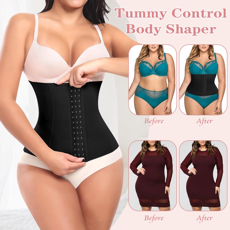 Werena Waist Trainer for Women Corset Shapewear Tummy Control Slimming Body Shaper Girdle Waist Cincher Belly Band(A# Black-5, Medium) - Image 5