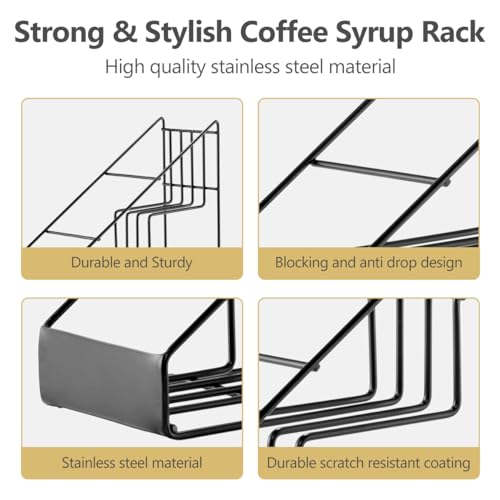kimilus Coffee Syrup Rack for Coffee Bar Accessories, Fits with Torani and Monin Syrup, Coffee Bar Organizer Holds 4 Bottles - Image 3