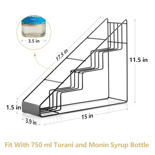 kimilus Coffee Syrup Rack for Coffee Bar Accessories, Fits with Torani and Monin Syrup, Coffee Bar Organizer Holds 4 Bottles - Image 2