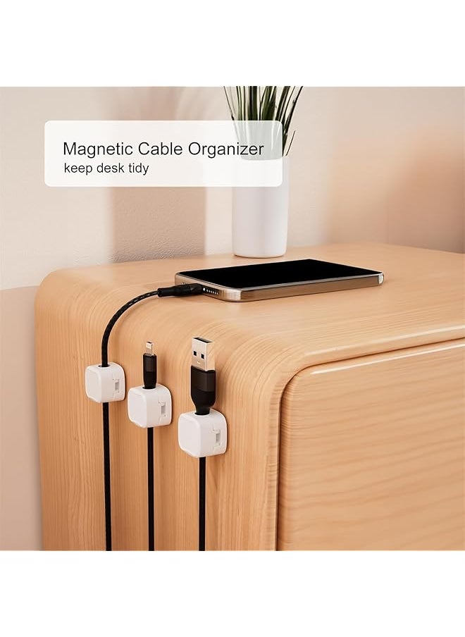 X spring Magnetic Cable Clips 6 Pack Cord Organizer Holder Magnetic Cable Clip Organizer Cord Holder Wire Phone Usb Charger Cable Holder Keeper Organizer For Car Desktop Wall Night Table White  - Image 3