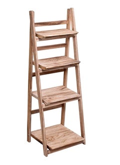 LINGWEI Foldable Wooden Decorative Stand Four Layers Ladder Design Pure Solid Wood Garden Flower Pot Rack Display Book Shelves Storage Plants Holder  - Image 1