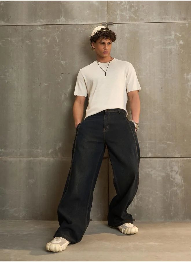 SASSAFRAS Sassafras Mid Rise Wide Leg Washed Jeans