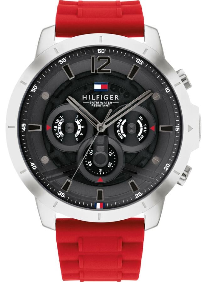 TOMMY HILFIGER Tommy Hilfiger Analogue Multifunction Quartz Watch for Men with Red Silicone Bracelet - 1710490 - Image 1
