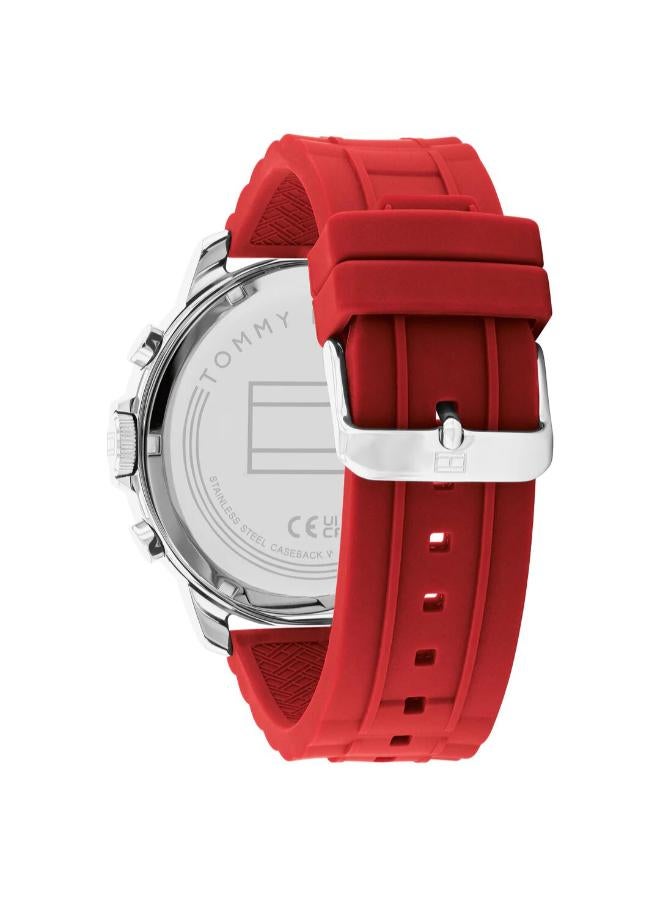 TOMMY HILFIGER Tommy Hilfiger Analogue Multifunction Quartz Watch for Men with Red Silicone Bracelet - 1710490 - Image 3