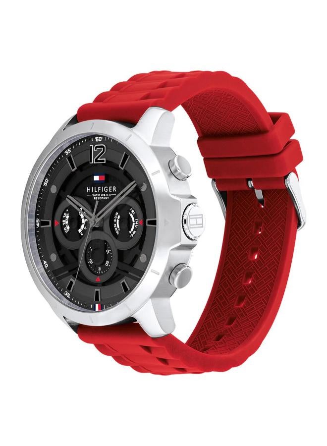TOMMY HILFIGER Tommy Hilfiger Analogue Multifunction Quartz Watch for Men with Red Silicone Bracelet - 1710490 - Image 2