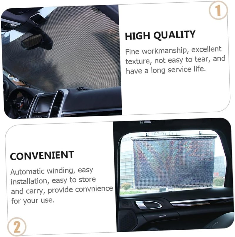 Wear resistant PRETYZOOM Vehicle Sun Shade Automatic Retractable Side Window Curtain Silver with Suction Cups Heat and Sunlight Protection for Car Cooling and Privacy Easy Installation and Storage Balanced structure - Image 5