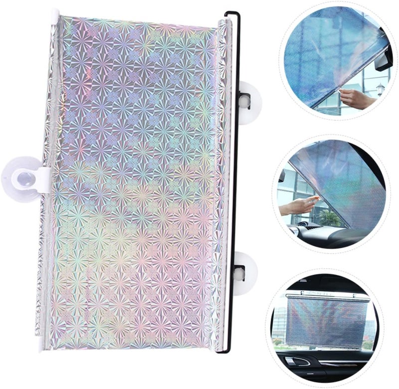 Wear resistant PRETYZOOM Vehicle Sun Shade Automatic Retractable Side Window Curtain Silver with Suction Cups Heat and Sunlight Protection for Car Cooling and Privacy Easy Installation and Storage Balanced structure - Image 4