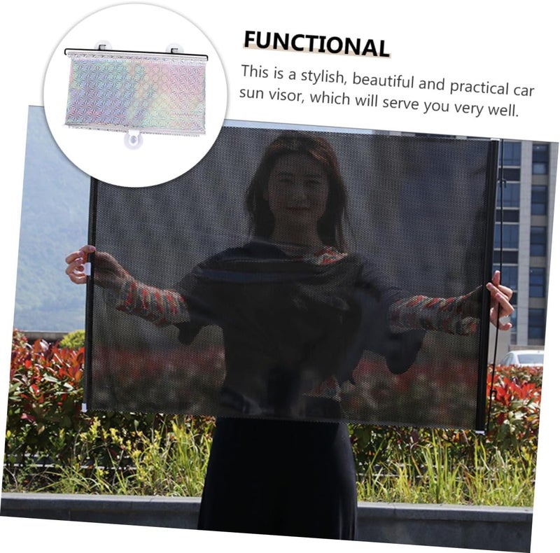 Wear resistant PRETYZOOM Vehicle Sun Shade Automatic Retractable Side Window Curtain Silver with Suction Cups Heat and Sunlight Protection for Car Cooling and Privacy Easy Installation and Storage Balanced structure - Image 3