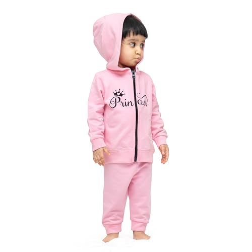ARIEL Kids Cotton Fleece Full Sleeve Zipper Hoodie Sweatshirt & Sweatpant Clothing Set for Girls (PINKZIPPRINCESS_6-12 month) - Image 2