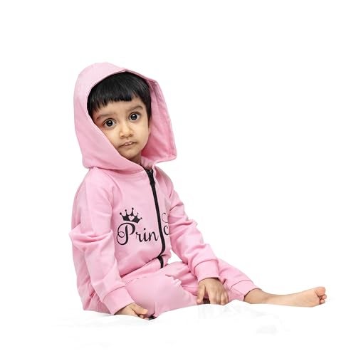 ARIEL Kids Cotton Fleece Full Sleeve Zipper Hoodie Sweatshirt & Sweatpant Clothing Set for Girls (PINKZIPPRINCESS_6-12 month) - Image 3