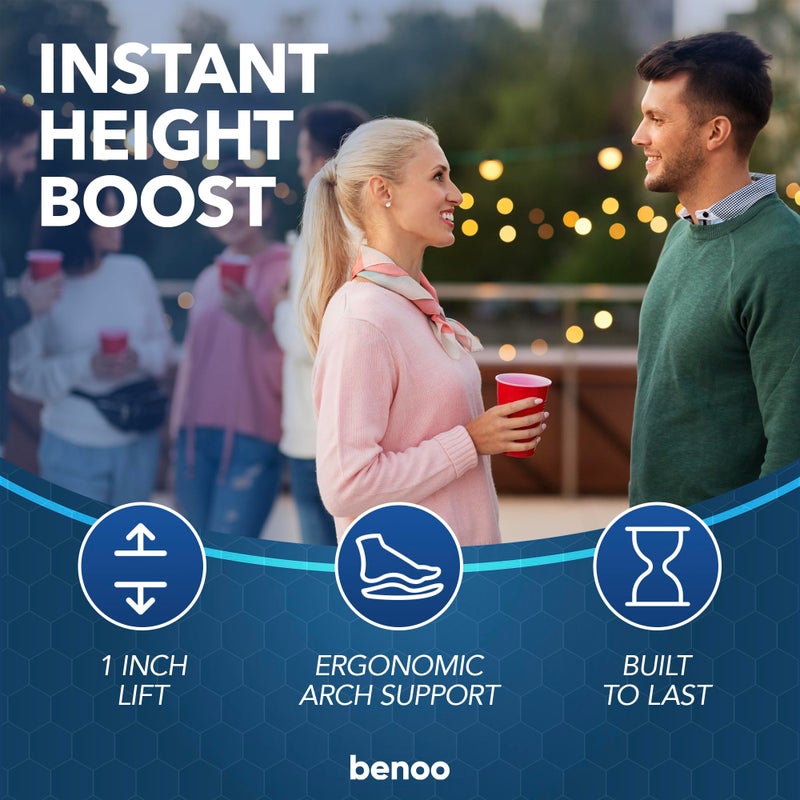 benoo Heel Lift (1 Inch) Height Increase Insoles for Men & Women, Half Shoe Lift Insert, Comfortable Instant Height Boost (Mens 8-9.5 or Womens 9.5-11) - Image 3
