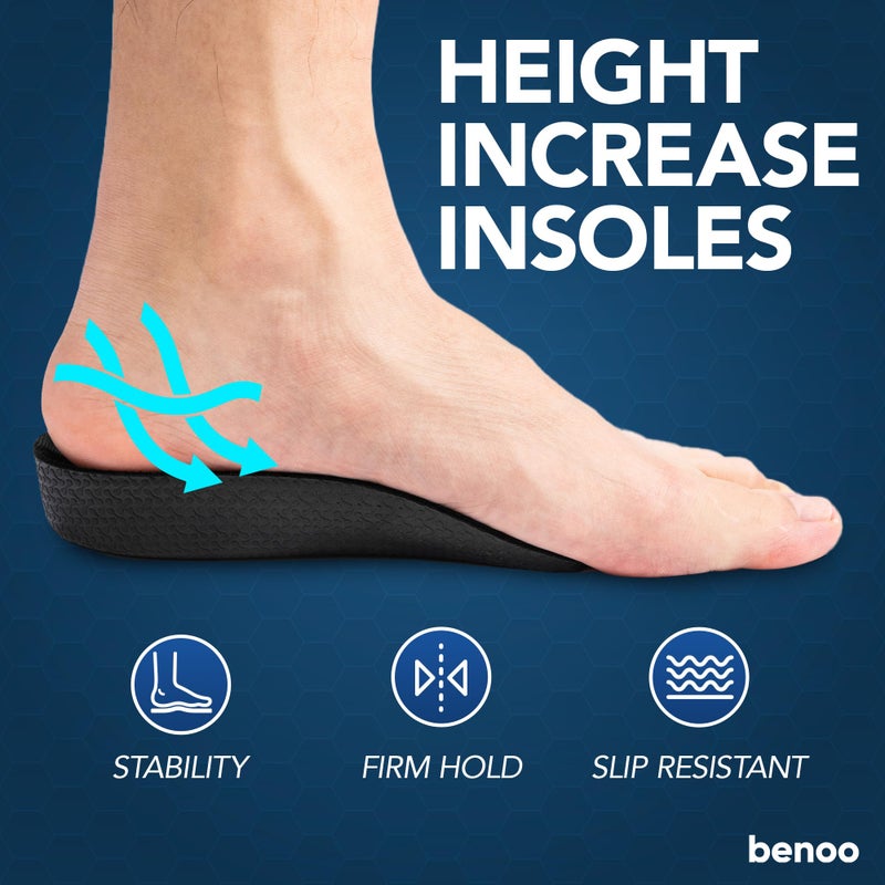 benoo Heel Lift (1 Inch) Height Increase Insoles for Men & Women, Half Shoe Lift Insert, Comfortable Instant Height Boost (Mens 8-9.5 or Womens 9.5-11) - Image 2