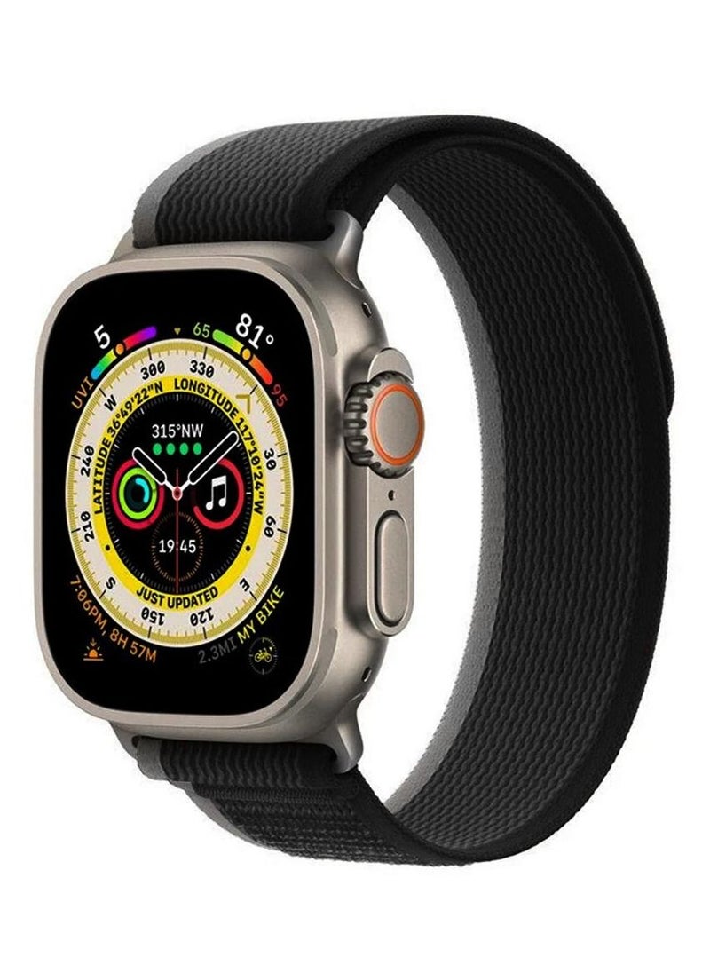 CATANES - Apple Watch Trail Band 49mm 45mm 44mm 42mm Nylon Woven Sport Strap for iWatch Series Ultra/8/7/SE/6/5/4/3/2/1 Black/Orange - Image 1