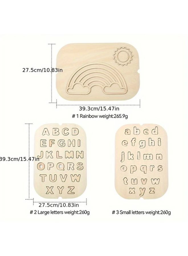 صينية اللعب الحسية بأحرف الأبجدية الخشبية الملونة للأطفال - نشاط تعليمي لفرز الأشكال - Image 3
