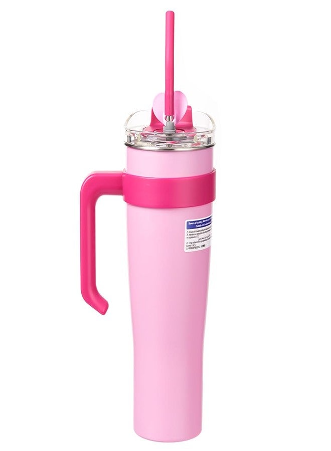 MINISO Fancy Barbie Collection Stainless Steel Tumbler (1600mL)-Light Pink With Handle And Straw Insulated Travel Coffee Mug For Women Girls - Image 3