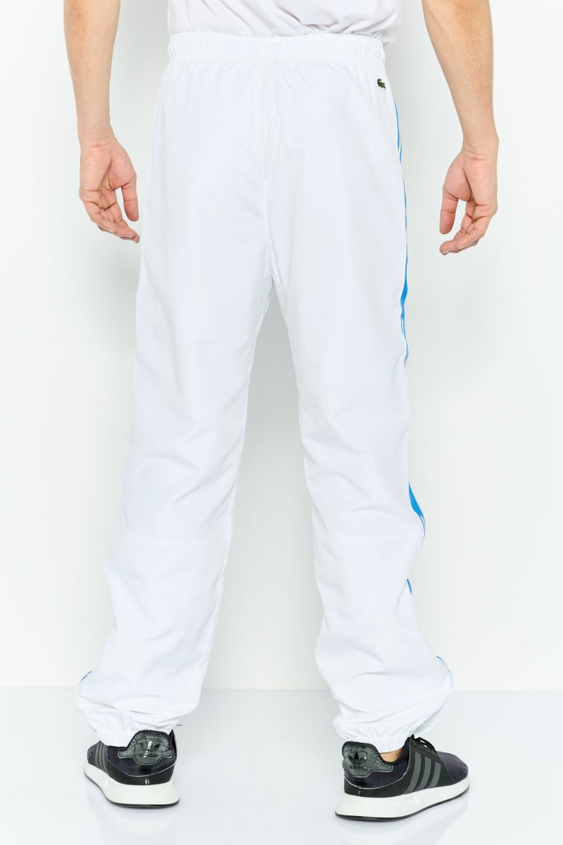 LACOSTE Men Relaxed Fit Brand Logo Training Pants, White Combo  - Image 3