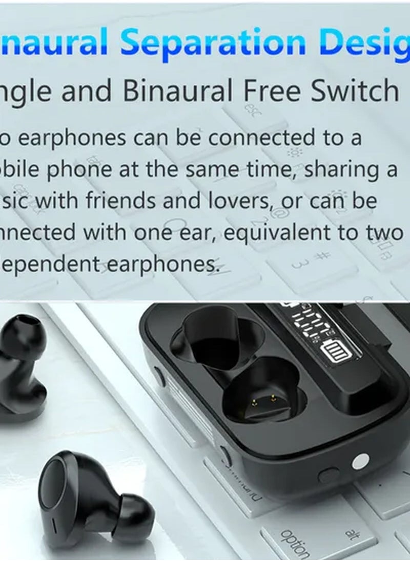 Rabos - Wireless TWS BT5.1 IPX7 Waterproof Sports Touch Control Music Earbuds With Mic Black - Image 1