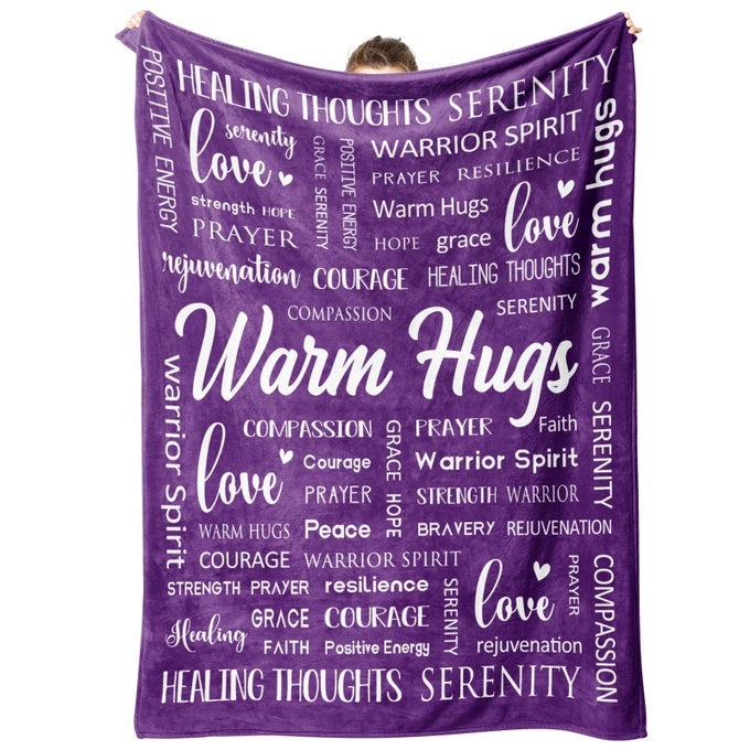 WARM HUGS HEALING BLANKET GET WELL GIFTS FOR WOMEN AFTER SURGERY BREAST CANCER GIFTS FOR WOMEN FRIENDS INSPIRATIONAL BLANKET SOFT COMFORT THROW BLANKETS 50X60