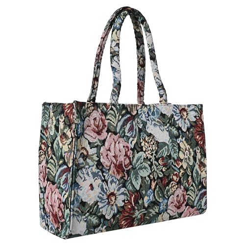 ENSAC Tote Bag for Women Premium Cotton Stylish Handbag for women with Zip Closure Ladies Big Shoulder Bag for Women Girls Handbag Large Capacity Shoulder Bag for College Office Use - Image 1