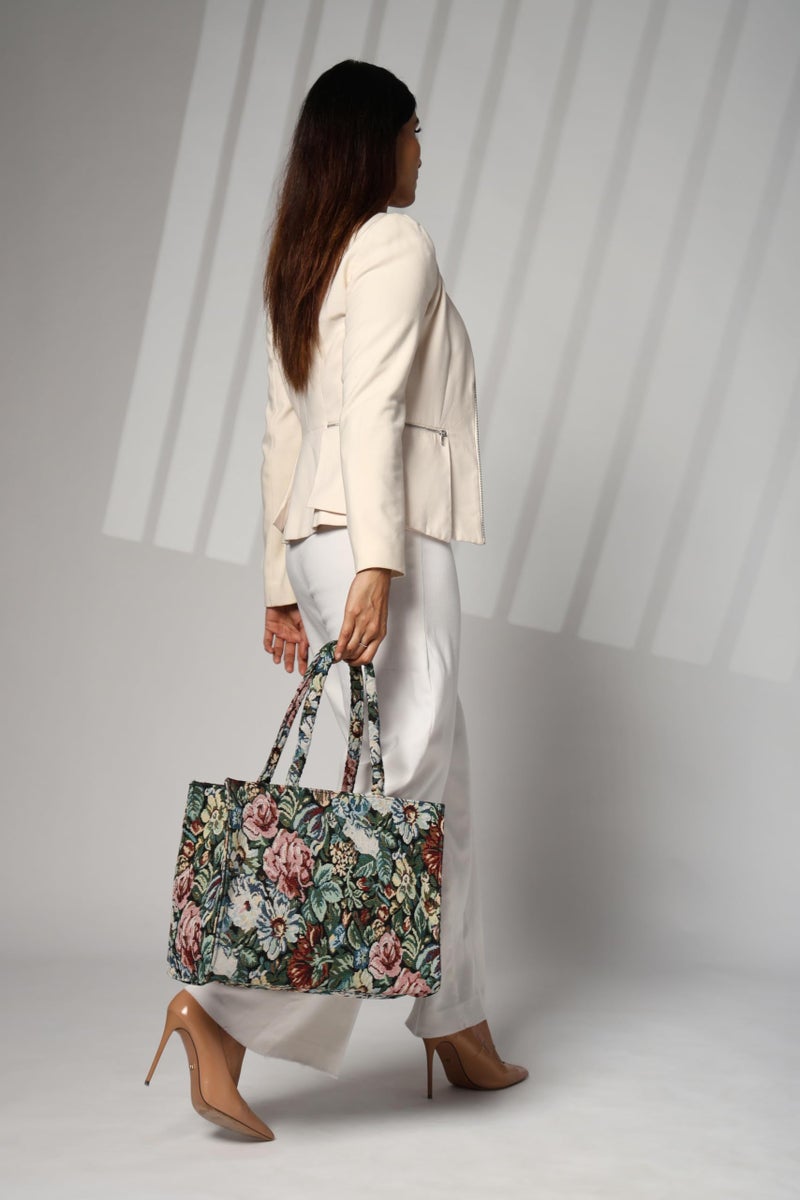 ENSAC Tote Bag for Women Premium Cotton Stylish Handbag for women with Zip Closure Ladies Big Shoulder Bag for Women Girls Handbag Large Capacity Shoulder Bag for College Office Use - Image 4