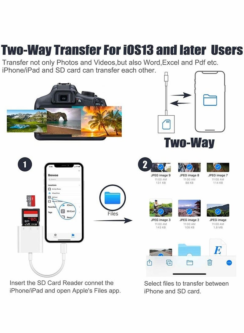 SYOSI 3-in-1 SD Card Reader for iPhone iPad Micro SD Card Reader Adapter Memory SD Card Reader - Image 4