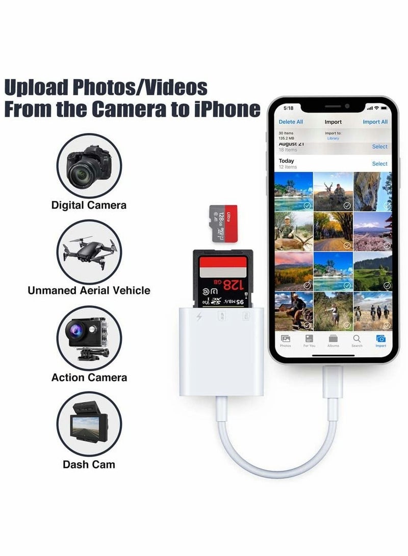 SYOSI 3-in-1 SD Card Reader for iPhone iPad Micro SD Card Reader Adapter Memory SD Card Reader - Image 5