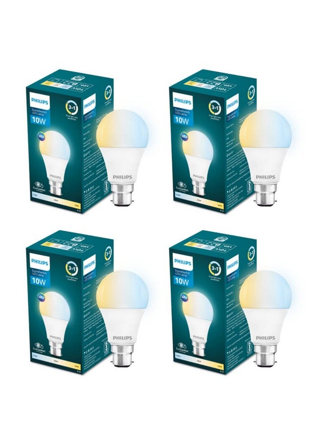 PHILIPS 10 w LED Bulb|3 Colors in 1 LED Bulb|Scene Switch Bulb for Home & Decoration|Color: Tunable White, Pack of 4, b22d - Image 1