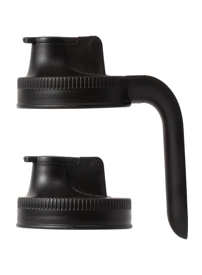 Jarware Jarware 82686 Black Wide Mouth Mason Jar Spout Lids, with and without Handle, Set of 2  - Image 1