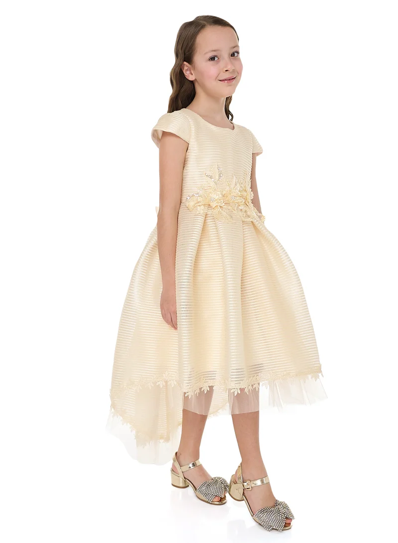 victor and jane Floral Appliqué Dress