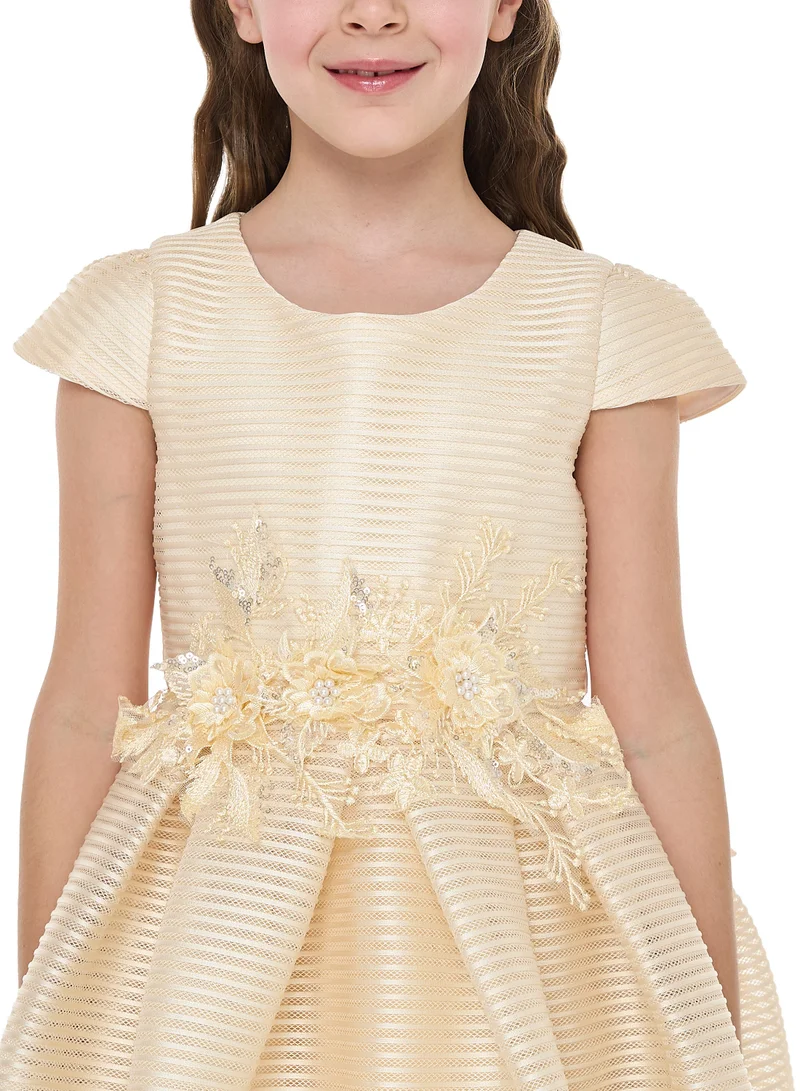 victor and jane Floral Appliqué Dress