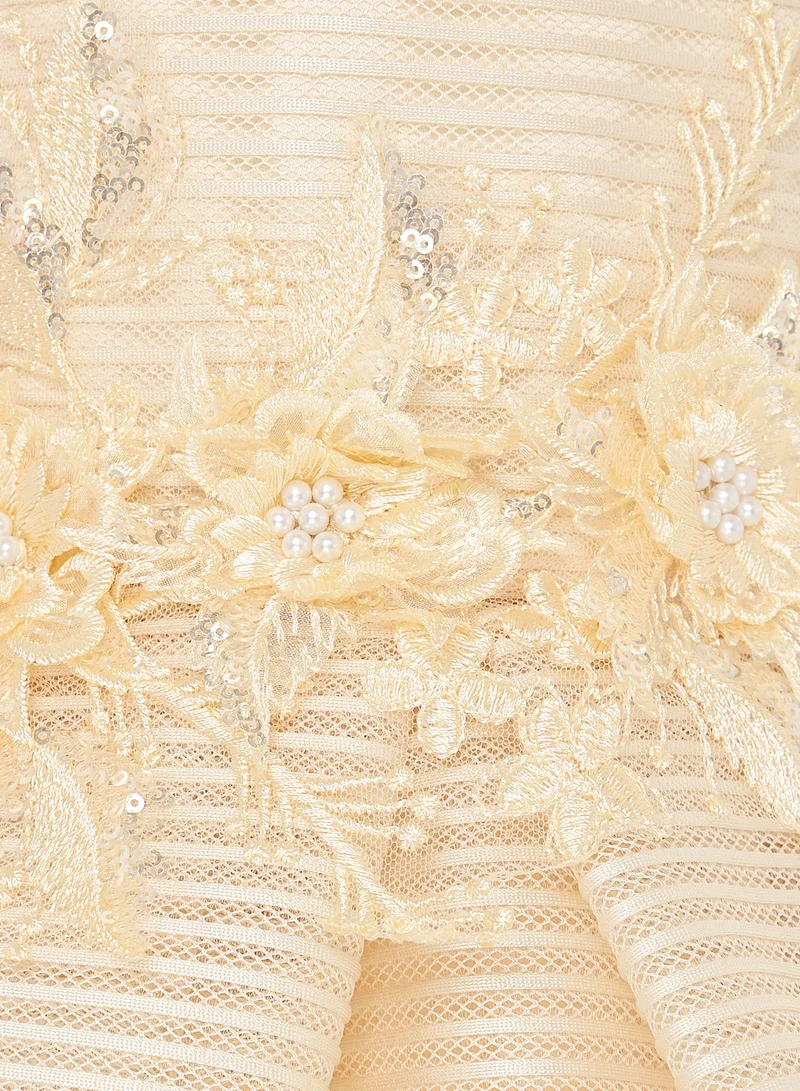 victor and jane Floral Appliqué Dress