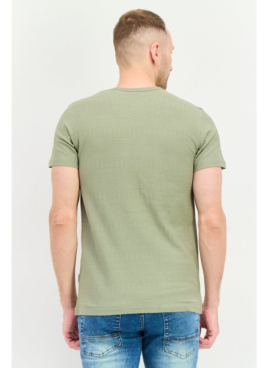 Peter Werth Men Crew Neck Short Sleeves Textured T-Shirt, Sage Green  - Image 3