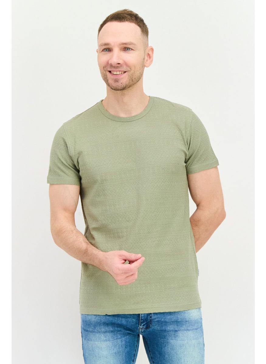 Peter Werth Men Crew Neck Short Sleeves Textured T-Shirt, Sage Green  - Image 1