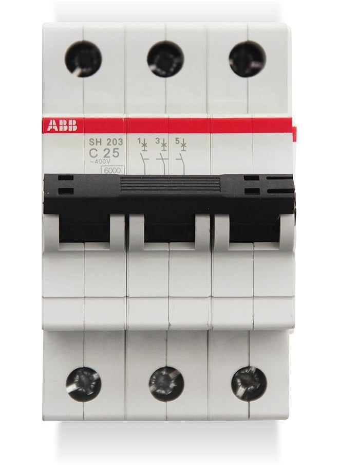 ABB Abb Three Pole Miniature Circuit Breaker 25A Tp Mcb 6Ka Type C Sh203-C25 2Cds213001R0254 