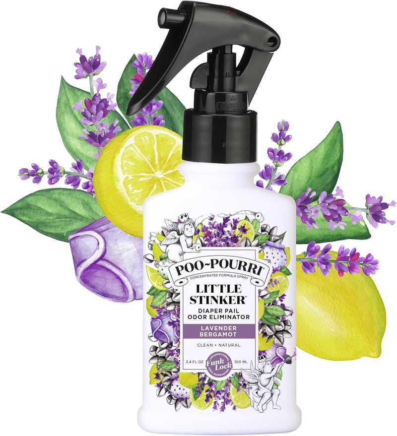 Poo-Pourri ببي بورّي ليتل ستينكر رذاذ معطر سلة الحفاضات 34 أونصة سائلة - لافندر، برغموت، يوكاليبتوس وفانيليا - Image 3