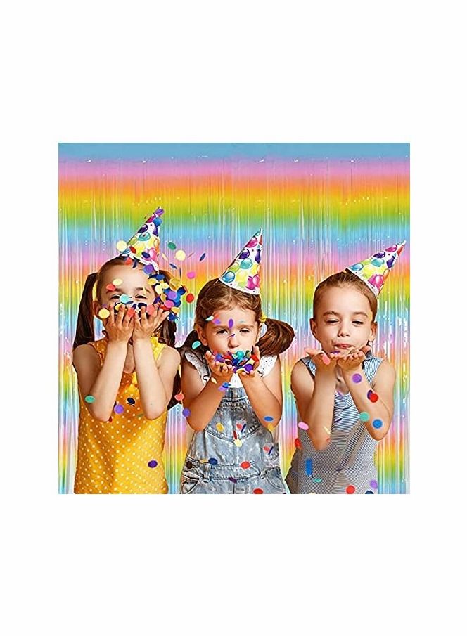 Rainbow Foil Fringe Curtain, 2PCS 3.28FT x 6.56FT Metallic Tinsel Door Curtains Photo Booth Backdrop - Image 4