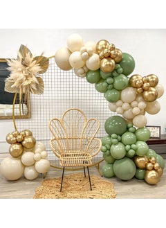 Generic 62Pcs Sage Green Balloon Kit,12Inch Sage Green Gold Confetti Balloons,Sand White Metallic Gold Party Balloon with Ribbon for Birthday Party,Baby Shower Decoration,Wedding,Graduation,Eucalyptus Party  - Image 5