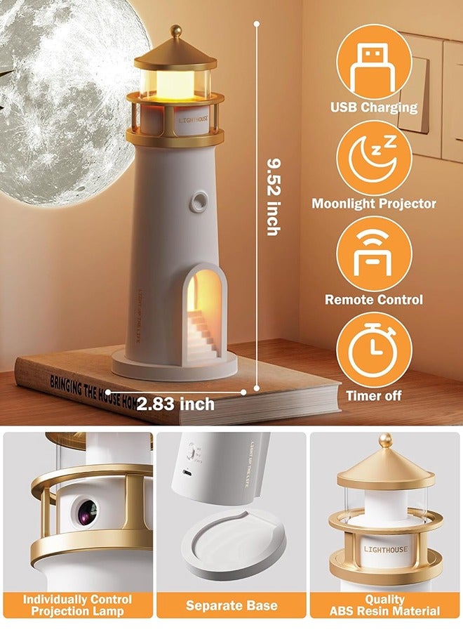 إي وورلد مصباح القمر على شكل منارة – مصباح طاولة LED للأطفال، أولاد وبنات، مع بطارية قابلة لإعادة الشحن وجهاز تحكم عن بُعد – ديكور جمالي للغرف وهدية مثالية لأعياد الميلاد والمناسبات - Image 2
