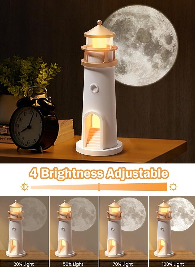 إي وورلد مصباح القمر على شكل منارة – مصباح طاولة LED للأطفال، أولاد وبنات، مع بطارية قابلة لإعادة الشحن وجهاز تحكم عن بُعد – ديكور جمالي للغرف وهدية مثالية لأعياد الميلاد والمناسبات - Image 3