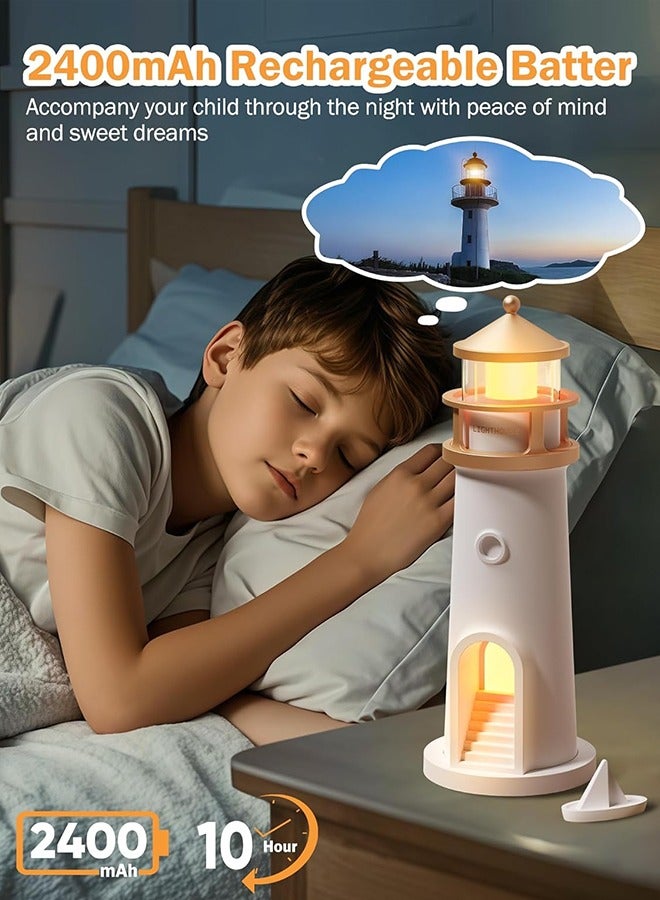 إي وورلد مصباح القمر على شكل منارة – مصباح طاولة LED للأطفال، أولاد وبنات، مع بطارية قابلة لإعادة الشحن وجهاز تحكم عن بُعد – ديكور جمالي للغرف وهدية مثالية لأعياد الميلاد والمناسبات - Image 4