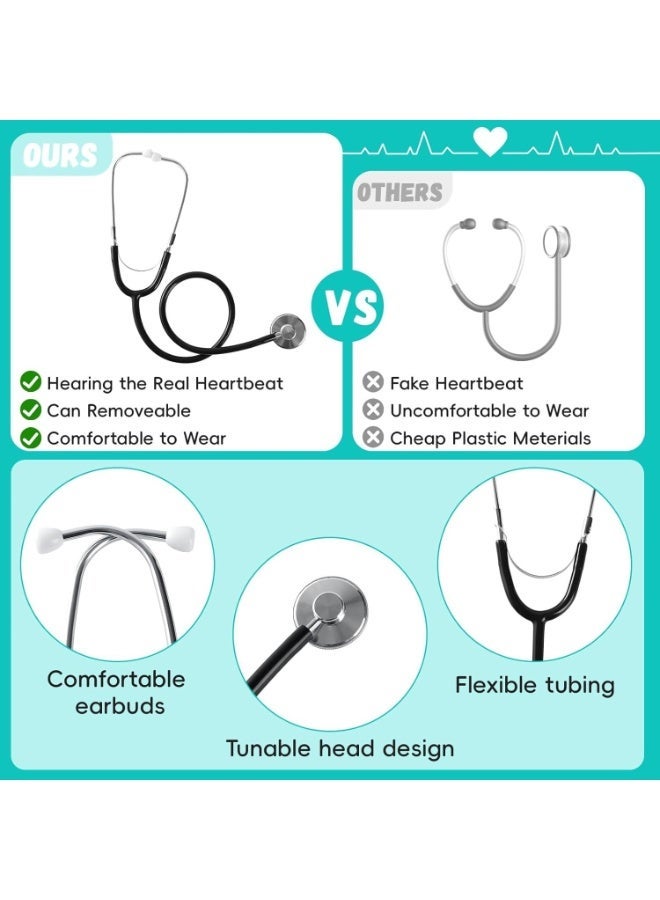 YOUWE7 Doctor Costume for Kids Scrubs for Girls Boys,8PCS Pretend Play & Dress Up Clothes for Kids, Costumes for Girls Doctor Kit for with Accessories, for 3-12 Toddler Little - Image 5