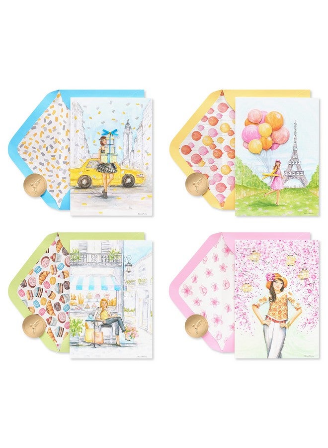 Papyrus Deluxe Boxed Birthday Card Assortment - Designed by Bella Pilar, City Fashion (4-Count) - Image 1