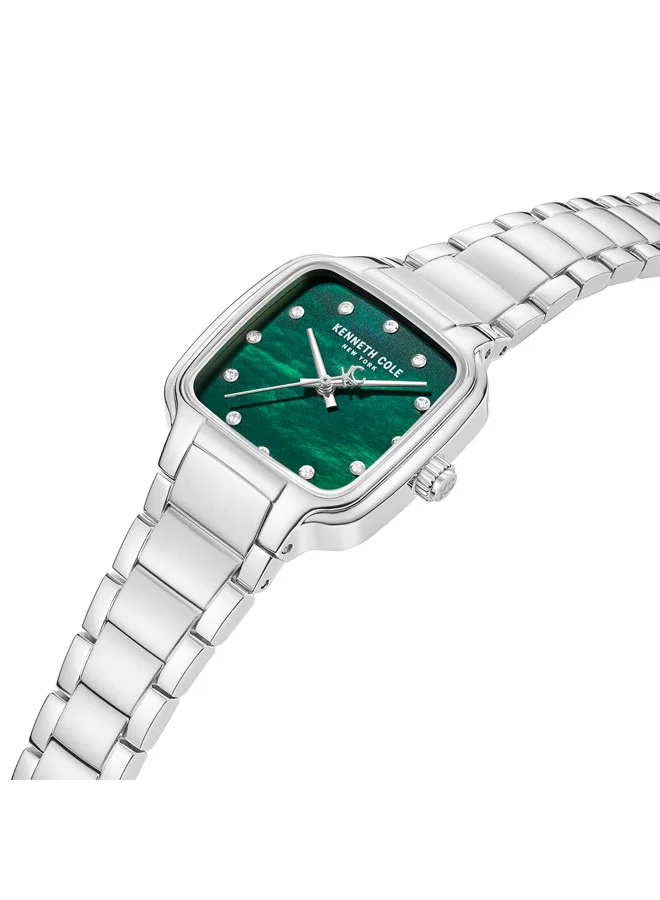 Kenneth Cole New York Broome Green Mother-of-pearl Dial Stainless Steel Bracelet Analog Watch for Women - 28mm