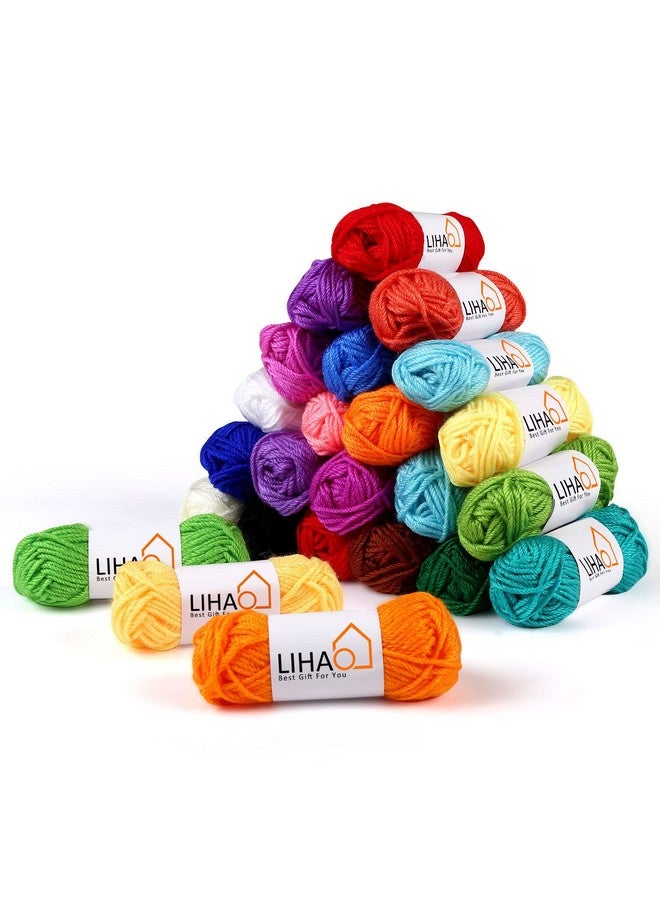 LIHAO 24 Acrylic Yarn Skeins For Knitting Mini Yarn Assorted Colors For Crochet Crafts Diy Gift 100% Acrylic 15G - Image 1