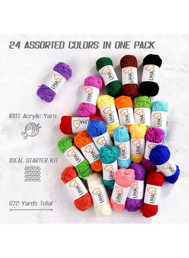 LIHAO 24 Acrylic Yarn Skeins For Knitting Mini Yarn Assorted Colors For Crochet Crafts Diy Gift 100% Acrylic 15G - Image 3