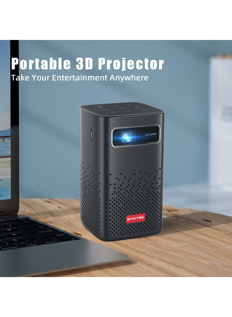 BYINTEK - BYINTEK Mini Projector 3D, P20 Battery Powered Portable HD DLP Wifi Projector,Supports 4K, Android 9.0 OS, Wireless Smartphone Display, with Tripod and bag - Image 1