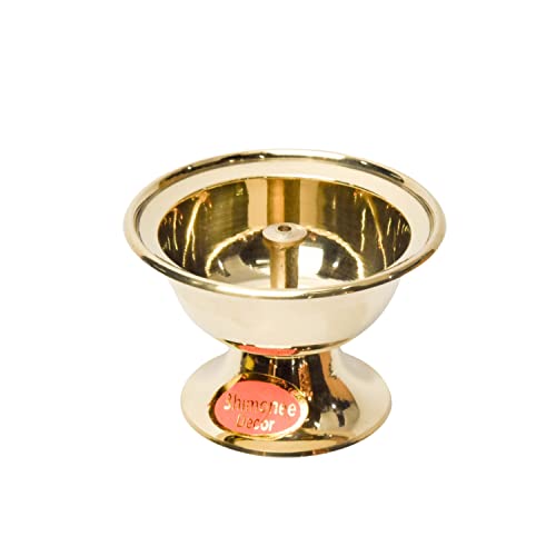 Bhimonee Decor | Pure Brass Pyalla Nanda Deep | Deepak | Diya for Pooja Purposes | 2.4 Inches | 170 gm | Traditional Brass Diya for Spiritual & Home Décor - Image 1